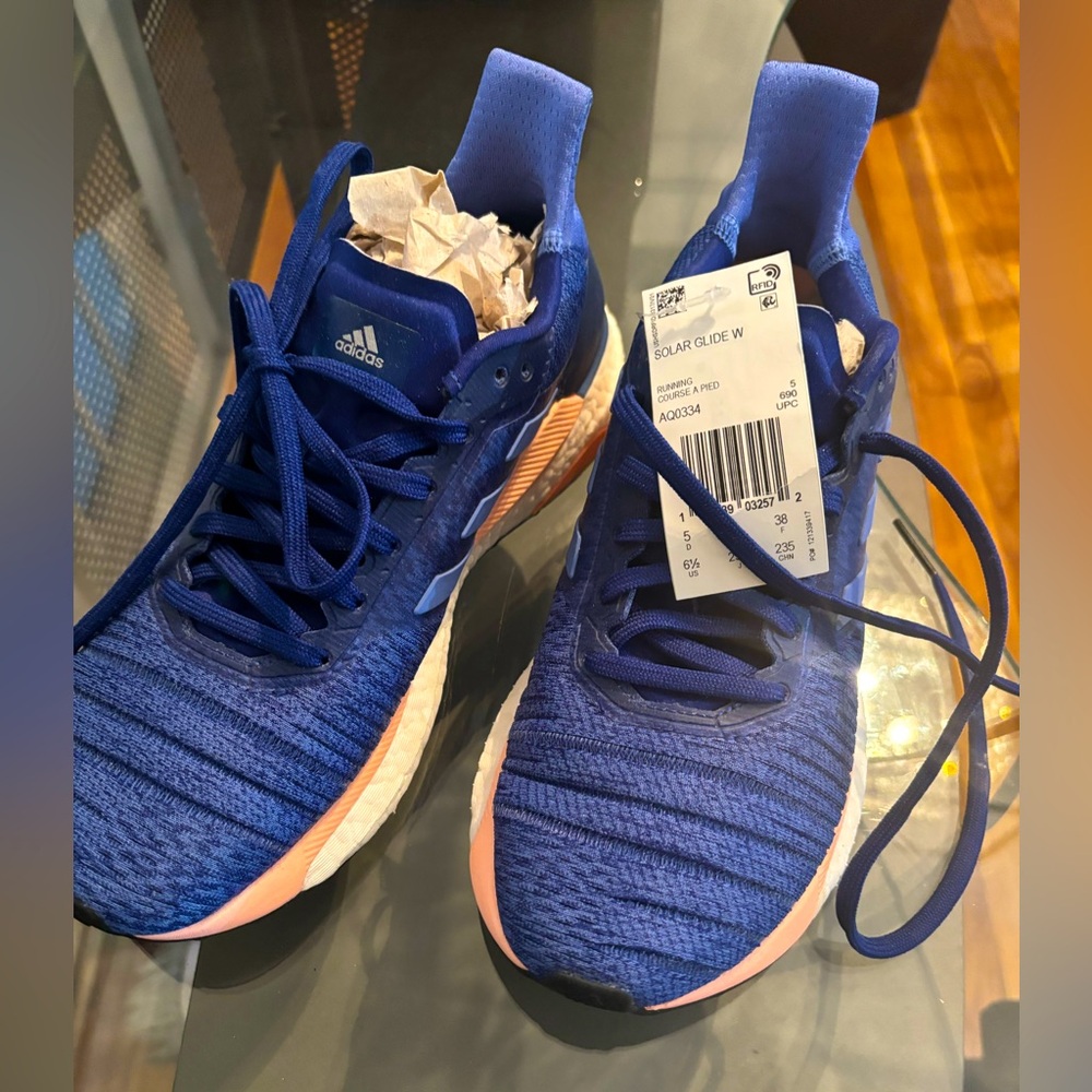 Blue & White Pink Stripped Adidas Sneaker